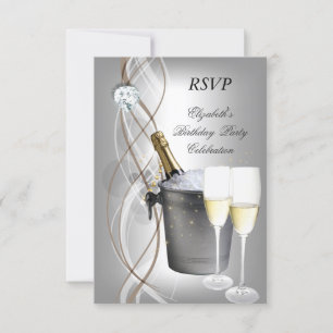 RSVP Élégant Argent Or Champagne Fête d'Anniversai