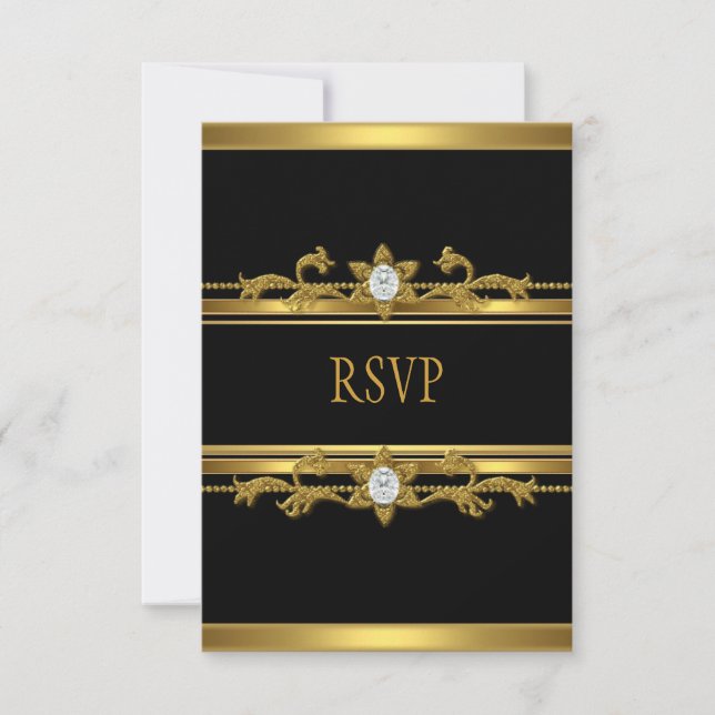 RSVP Elegant Black Gold Diamond Jewel Anniversaire (Devant)