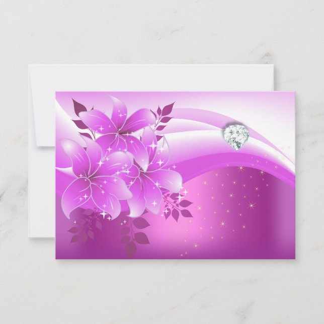 RSVP Élégant Fleur Rose Diamant Bijou Fête (Devant)