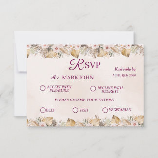 RSVP Élégant Mariage Fleur Or