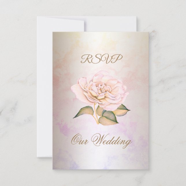 RSVP Élégant Mariage Rose Marbre Rose Crème (Devant)
