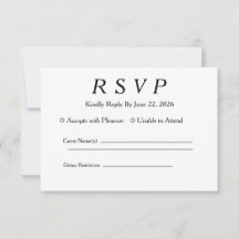 RSVP Élégant Minimaliste Blanc