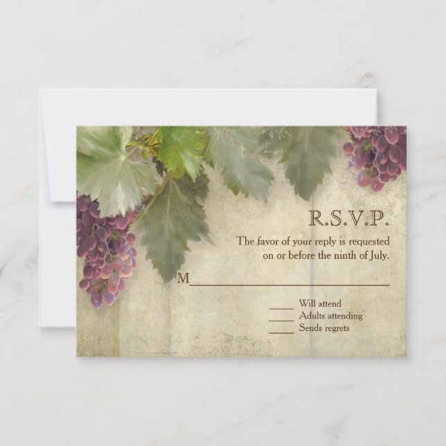 RSVP Elegant Rustic Vineyard Mariage (Devant)
