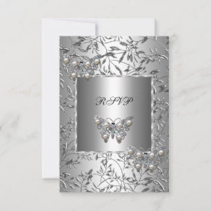 RSVP Elegant Silver Floral Papillon Bijou