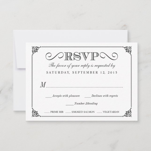 RSVP Elegant Vintage Chalkboard Mariages (Devant)