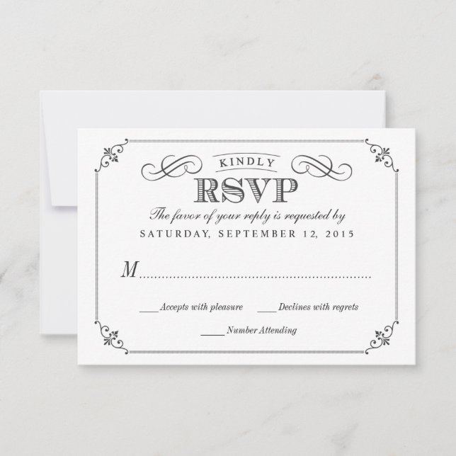 RSVP Elegant Vintage Chalkboard Stlye Mariage (Devant)