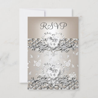 RSVP Elegant Wedding Cream Diamond Heart