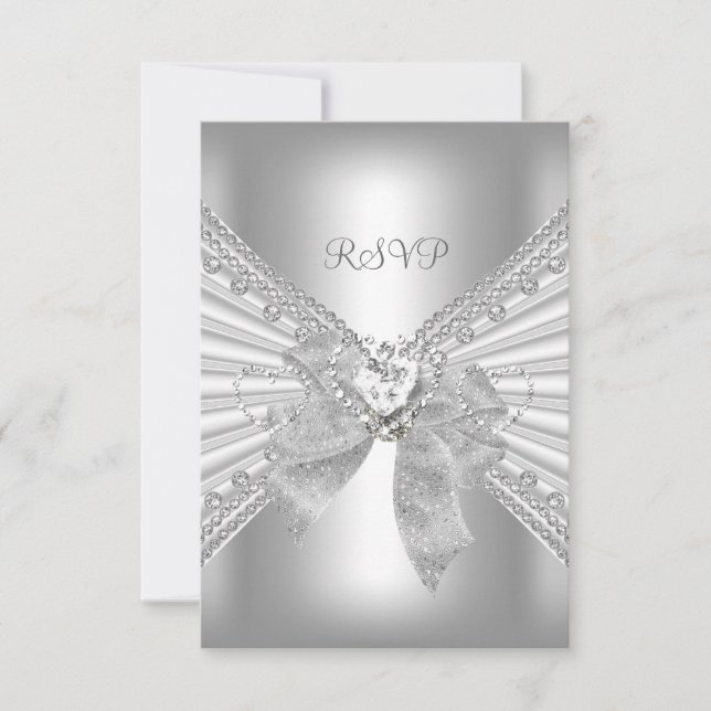 RSVP Engagement Diamant Cœur Blanc Arc Argent (Devant)