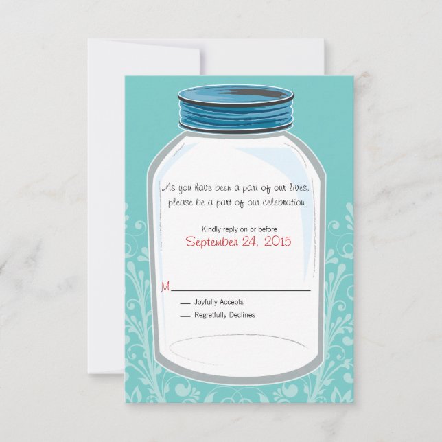 RSVP Fantaisie Mariage Pot Mason (Devant)