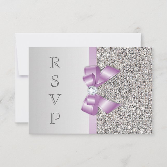 RSVP Faux Argent Paillettes Nœud Lilas (Devant)