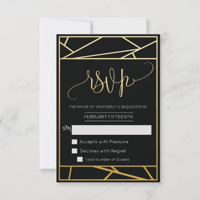 RSVP Faux Or Géométrique Moderne (Devant)