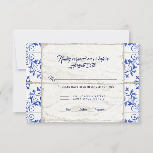 RSVP Ferme Lapis Bleu Blanc Bois Rustique (Devant)