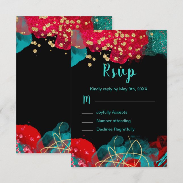 RSVP Fête d'anniversaire 16 ans douce encre alcool (Devant / Derrière)