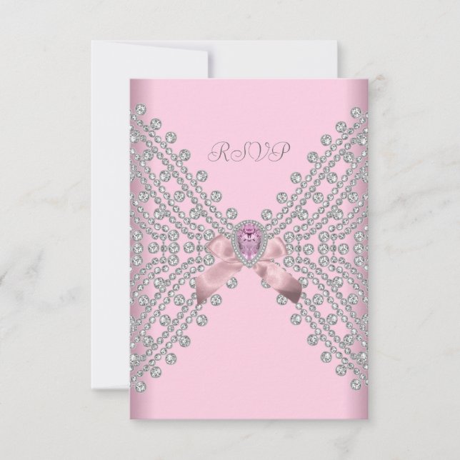 RSVP Fête d'anniversaire Rose Argent Blanc Diamant (Devant)