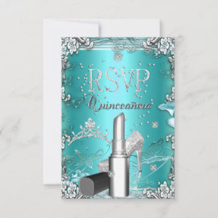 RSVP Fête de Quinceanera Tiare Sarcelle Rouge à Lè