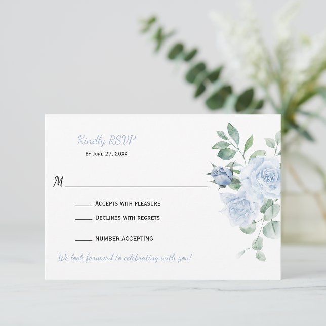 RSVP Floral Bleu Poussiéreux | (Créateur téléchargé)