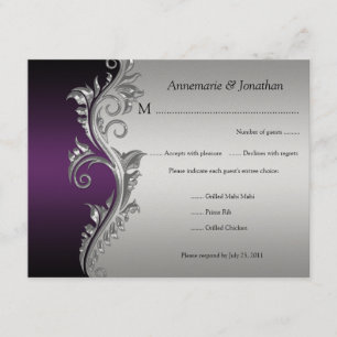 RSVP floral noir et argenté pourpre vintage
