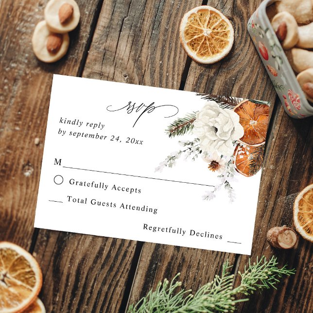 RSVP floral orange et blanc sans repas (Créateur téléchargé)