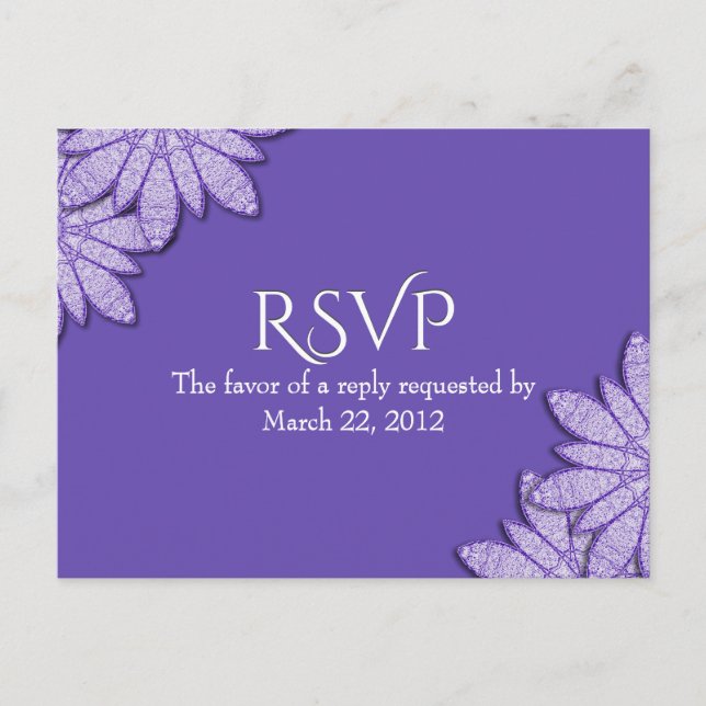 RSVP floral ultra violet avec choix de menu (Devant)