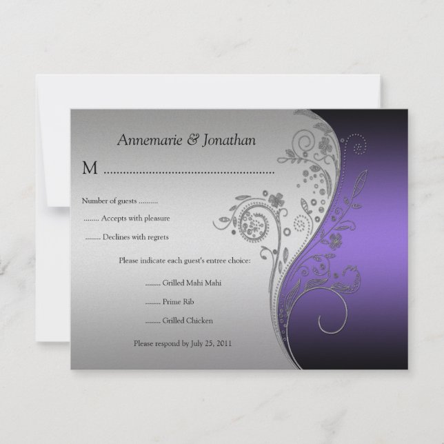 RSVP Floral Violet Noir et Argent Vintage (Devant)