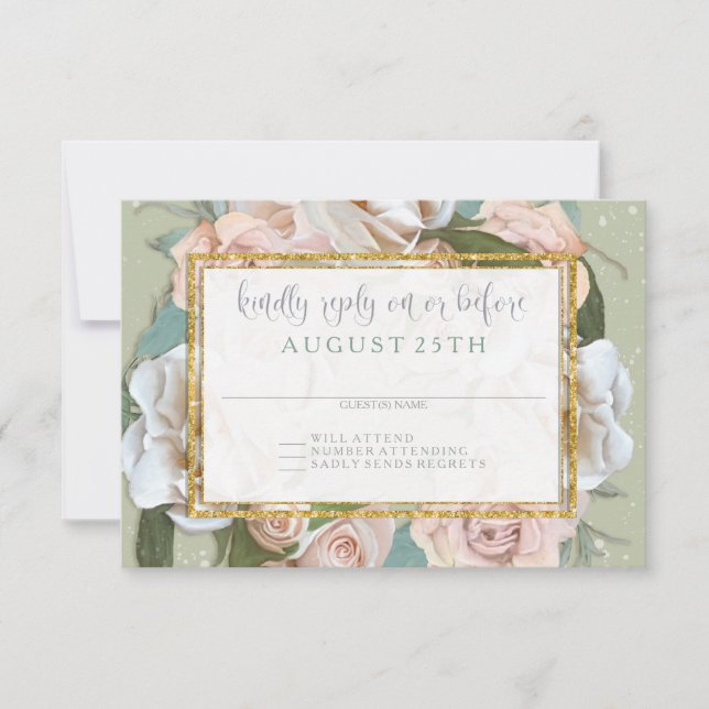 RSVP France Floral Wreath Blush Rose Roses Or (Devant)