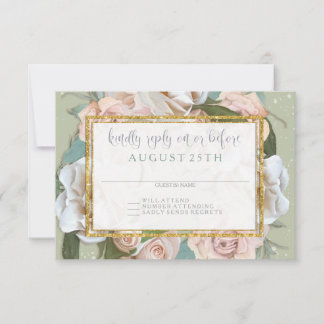 RSVP France Floral Wreath Blush Rose Roses Or