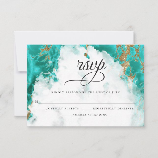RSVP | Géode aquarelle turquoise BarefootBride™ (Devant)
