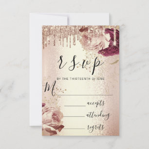 RSVP Gouttes de mariage Marsala Florales Rose Bour