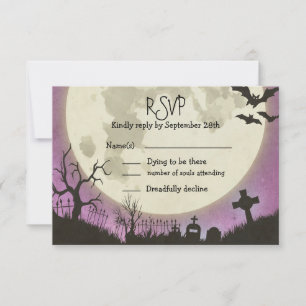 RSVP Halloween mariage en violet avec lune