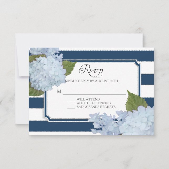 RSVP Hydrangea Moderne Elegant Marine Blancs (Devant)