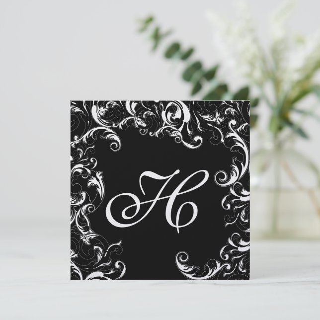 RSVP inclus sur la carte - Fancy Swirl Wedding Inv (Debout devant)
