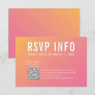 RSVP INFO CARD code qrcode jaune rose moderne