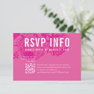 RSVP INFO CARD moderne floral joli code qrcode ros