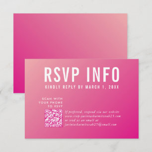 RSVP INFO CARD moderne joli rose clair qrcode