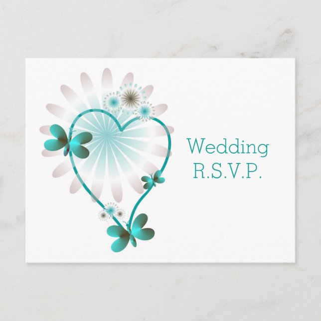 RSVP Insérer carte postale Papillon Coeur (Devant)