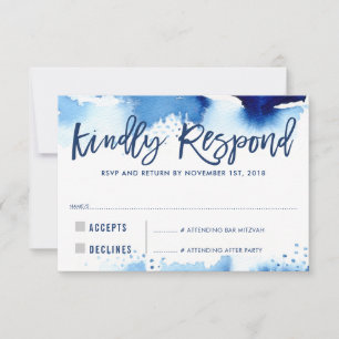 RSVP KINDLY RÉPONDRE à l'aquarelle bleu foncé mode