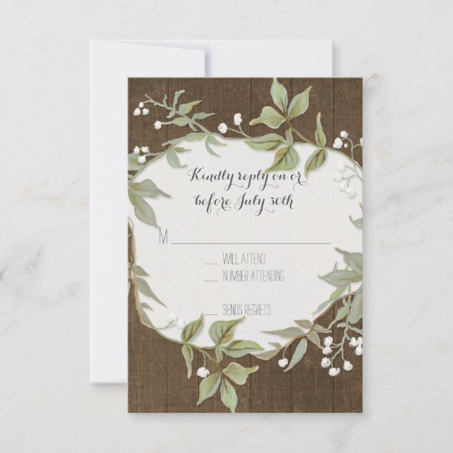 RSVP Laurel Wreath Rustic Summer Outdoor Mariage (Devant)