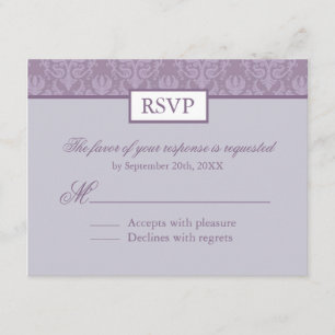 RSVP - Lavender Damask Reply Cartes