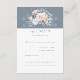 RSVP l'épousant floral rose et bleu-clair