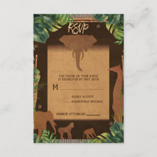 RSVP mariage animaux de la jungle Safari marron