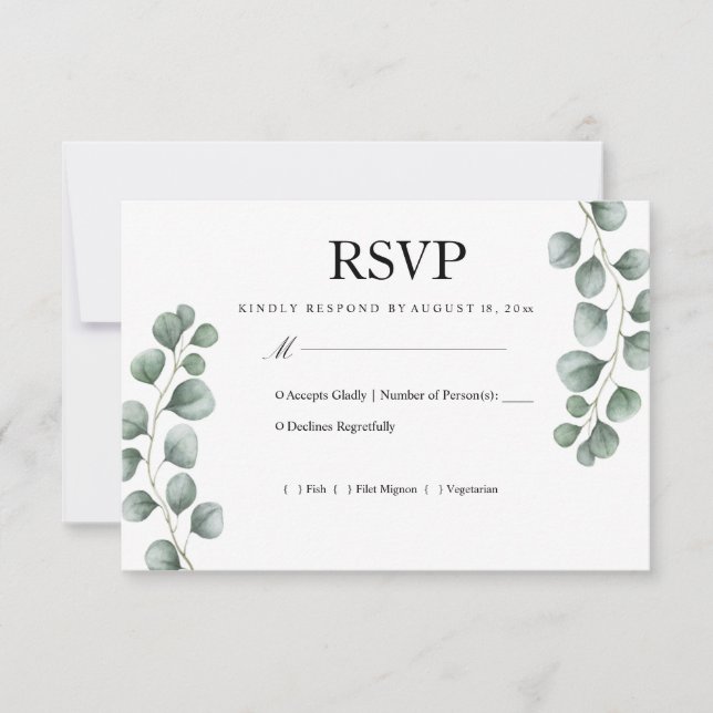 RSVP mariage au eucalyptus verdure (Devant)