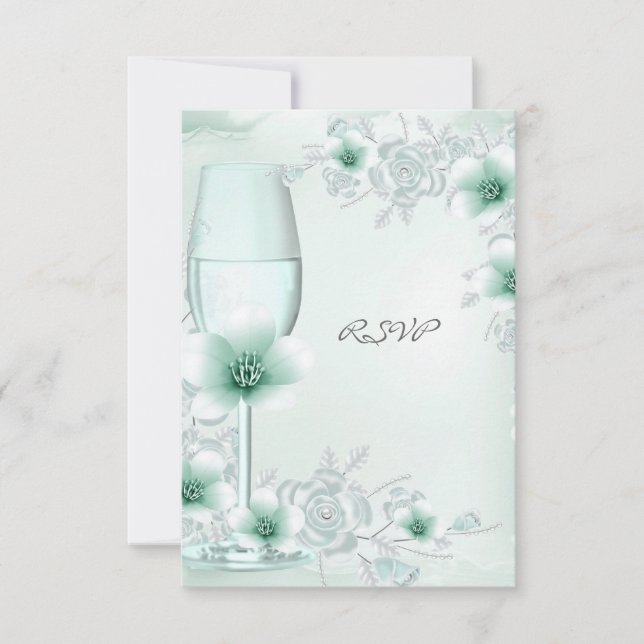 RSVP Mariage Blossoms Rose Floral Mint Green (Devant)