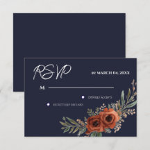 RSVP Mariage Bohème Floral Terracotta Navy