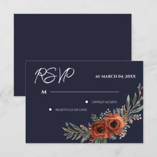 RSVP Mariage Bohème Floral Terracotta Navy
