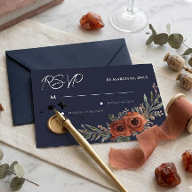 RSVP Mariage Bohème Floral Terracotta Navy