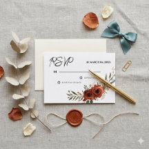 RSVP Mariage Bohème Floral Terracotta Sombre