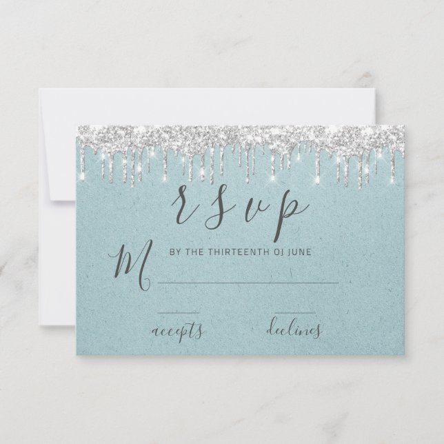 RSVP Mariage Bridal ShowerGris Argent Drips Eau (Devant)