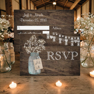 RSVP Mariage Campagnard Floral Rustique de Grange
