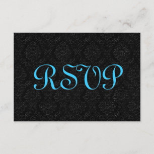 RSVP Mariage damassé R204 noir et turquoise