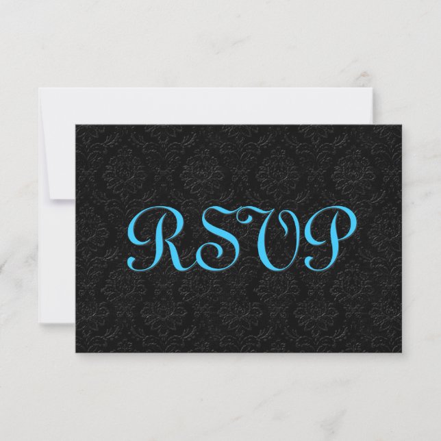 RSVP Mariage damassé R204 noir et turquoise (Devant)